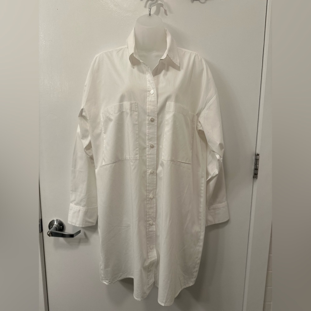 Abercrombie & Fitch - White Dress Shirt Tunic, White, Size Medium/Tall
